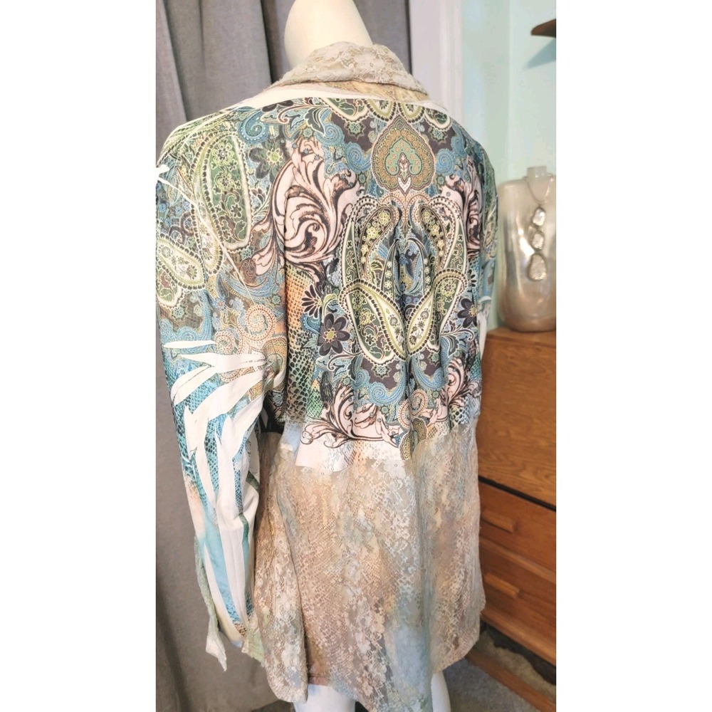 Whimsy Fairy COVER CHARGE Open Waterfall Front Pastel‎ Ombre Lace Cardigan SZ 1X - Picture 4 of 13